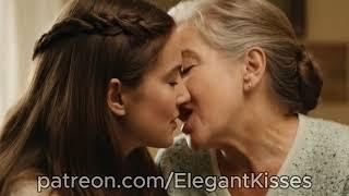 Older Woman kissing with Young Woman | Lesbian Kissing Compilation - Video