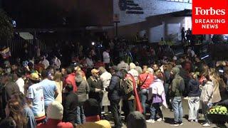 People Gather Outside Hospital After Presidential Pre-Candidate Uribe Is Shot In Bogotá, Colombia