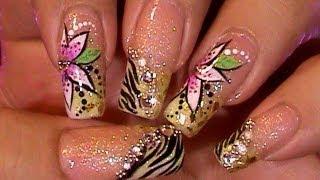 Glitzy Animal Print Zebra Nail Art Design Tutorial Working on Dominant Hand