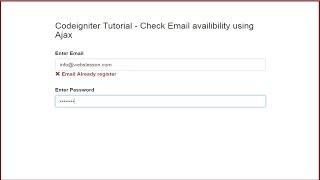 Codeigniter Tutorial - Check Email availability using Ajax