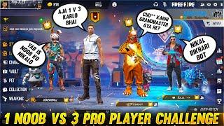 3 Random Grandmaster Player Call Me noob i challenge them 1 v 3 custom room - Garena Free Fire