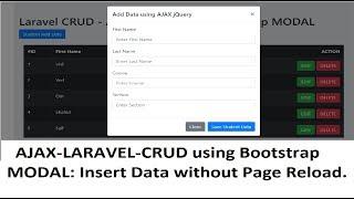 AJAX CRUD - Laravel: Insert Data without Page Reload using AJAX jQuery with Bootstrap Modal