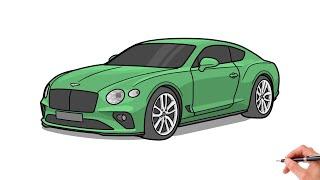 How to draw a BENTLEY CONTINENTAL 2019 / drawing Bentley Continental gt 2018 sports car