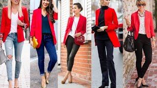 MODA MUJER, BLAZERS COLOR ROJO, TENDENCIA 2023, HERMOSOS OUTFITS Y LOOKS PARA LUCIR ELEGANTE