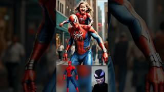 Superheroes have their daughter sitting on their shoulders #marvel #avengers #spiderman #shorts