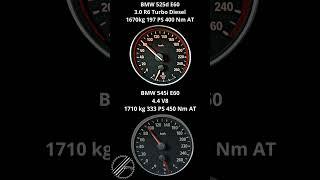 BMW 545i E60 4.4 V8 333 PS vs BMW 525d E60 3.0 R6 197 PS 0-100 kmh Acceleration Comparison