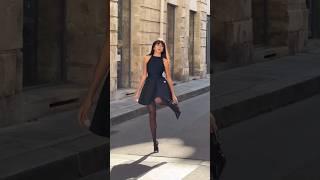 Brunette in black pantyhose in the city #shorts #nylons #pantyhose #tights