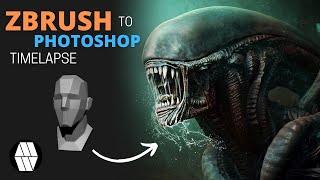 ZBrush to Photoshop Timelapse - 'Alien' Concept