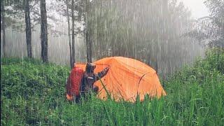 2 DAYS SOLO CAMPING IN HEAVY RAIN, RAIN SOUNDS FOR SLEEPING