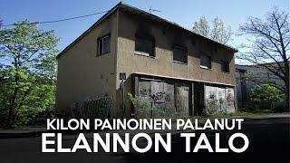 Kilon painoinen palanut Elannon talo