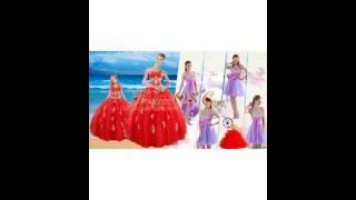 2015 Elegant Red Quinceanera Dress and Dama Dresses and Red Litter Girl Dress