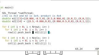 Matrix multiplication using multi-threads