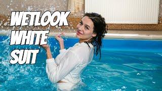 Wetlook girl in suit | Elegant Wetlook White Suit