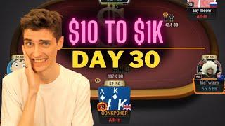 $10 To $1k Bankroll Challenge DAY 30 ! Stream Highlights