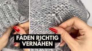 Stricken: Fäden richtig vernähen - Knäuelwechsel, glattrechts oder Bündchen - Anleitung für Anfänger