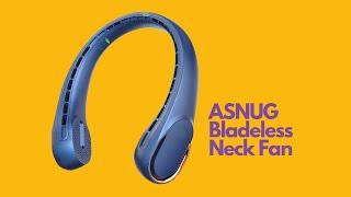 ASNUG Bladeless Neck Fan, USB Rechargeable Personal Fan, 4000 mAh Battery Operate