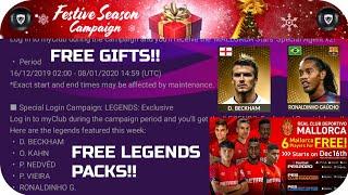 FREE LEGENDS PACKS!! FESTIVE SEASON CAMPAIGN BONUS | PES 2020 MOBILE