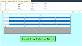 How to insert only selected rows in DatagridView into sql database using VB. net