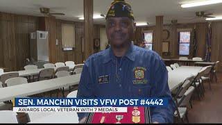 Senator Joe Manchin presents local veteran with 7 awards, visit VFW Post #4442