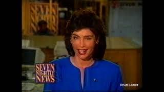 Ch7 News break before, and at half time, of first ever Monday night football Richmond v Nth AFL 1995