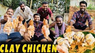 COOKING Chicken in CLAY - Village Cooking & Eating with FAMILY !!