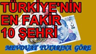 Türkiye'nin En Fakir Şehirleri | Mevduat Tutarına Göre En Fakir 10 il