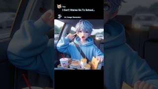 I Don't Wanna Go To School  (Anime Edition) #ai #anime #shorts #viral