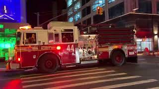 FDNY ENGINE 44 & FDNY ENGINE 44 HMTU RESPONDING ON 11TH AVENUE IN HELLS KITCHEN, MANHATTAN, NEW YORK