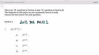 2013 Dse Maths P2 MC Q1(Index ) | Lau_Sir_Maths English Version