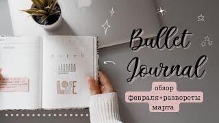 BULLET JOURNAL//КАК Я ВЕДУ ЕЖЕДНЕВНИК//ОБЗОР МАРТА И ЗАПОЛНЕННЫЕ РАЗВОРОТЫ ФЕВРАЛЯ