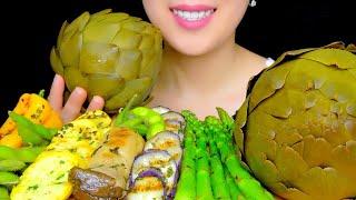 HEALTHY EATING ASMR: ROASTED VEGGIES PLATTER (ARTICHOKES, ASPARAGUS, EGGPLANT) | TracyN ASMR