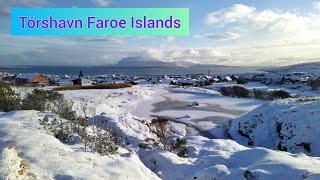 Torshavn Faroe Islands / sunny  winter walking day in the capital