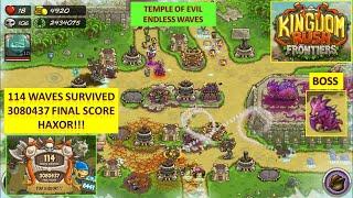 [*/\*] Kingdom Rush Frontiers - Temple of Evil (Endless Waves) - 114 Waves Survived-3080437 Points