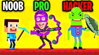 NOOB vs PRO vs HACKER In BOWMASTERS!? (ALL CHARACTERS!)