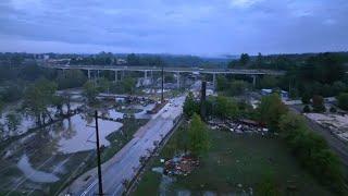 Asheville, North Carolina storm damage: Aerial view of Helene's destruction