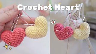 How to crochet a cute amigurumi heart ️ crochet heart keychain bag charm