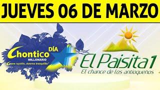 Resultados PAISITA y CHONTICO DIA del Jueves 6 de Marzo de 2025  CHANCE 