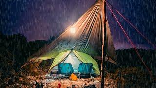 Camping in the HEAVY Rain (tent and tarp)