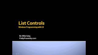 Windows Programming Part 9.0: List Controls