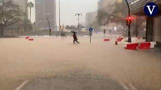 The center of Malaga is flooded