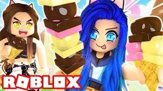 Съела много мороженого в симулятор мороженого роблокс ICE CREAM SIMULATOR Roblox