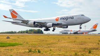 (4K) Plane spotting at Liège airport - Magma Aviation 747's landing and take-off!