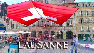 LAUSANNE SWITZERLAND  Relax walk through the city / Shopping Streets & Old town 4K HDR