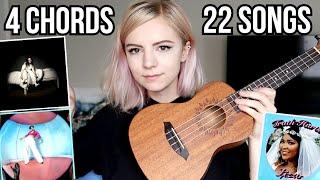 4 basic chords, 22 songs on ukulele