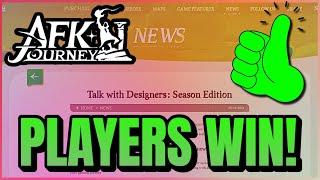 The Community Wins!  AFK Journey Song of Strife, The Developers Respond!  A Developer's Perspective