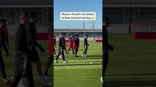 Ruben Amorim gives Marcus Rashford a friendly nudge in Manchester United training  #dailymailsport