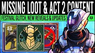 Destiny 2: FESTIVAL BROKEN & ACT 2 CONTENT! Missing LOOT, Tomb Info, Apollo OST, New Reveals