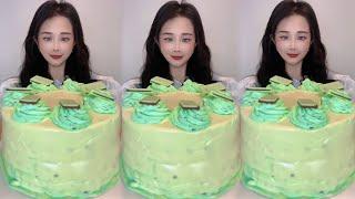 AsmrEating Mint White Chocolate Cake (Soft And Waxy Sound) 크림丨먹방丨Mukbang丨Satisfying丨Eatings