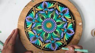 Live Tutorial Mandala Painting  With Brushstrokes and Rhinestones!