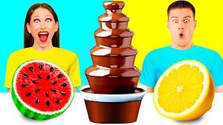 Chocolate Fountain Fondue Challenge | Funny Kitchen Hacks by Fun Teen